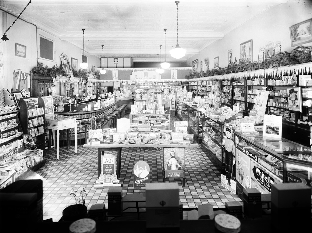 Interior view of Jones Drug Store — Calisphere
